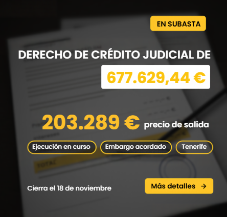 Judicial credit right of €677,629.44 - Commercial Court No. 1 of Santa Cruz de Tenerife